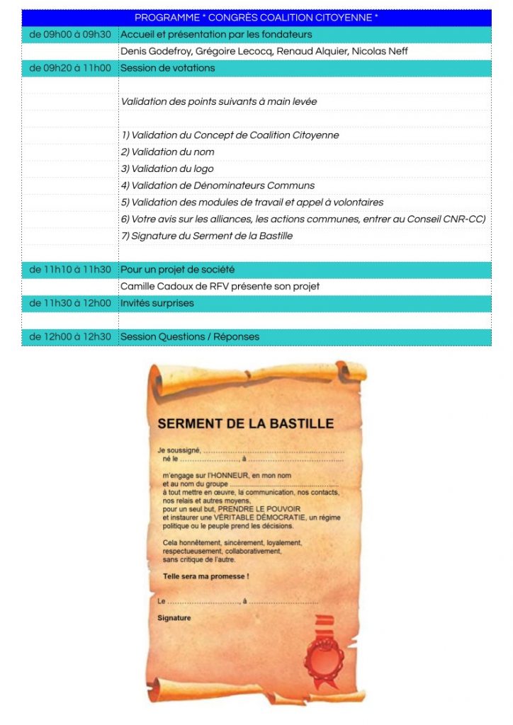 Programme congrès de la coalition citoyenne à Paris le 11 février 2023